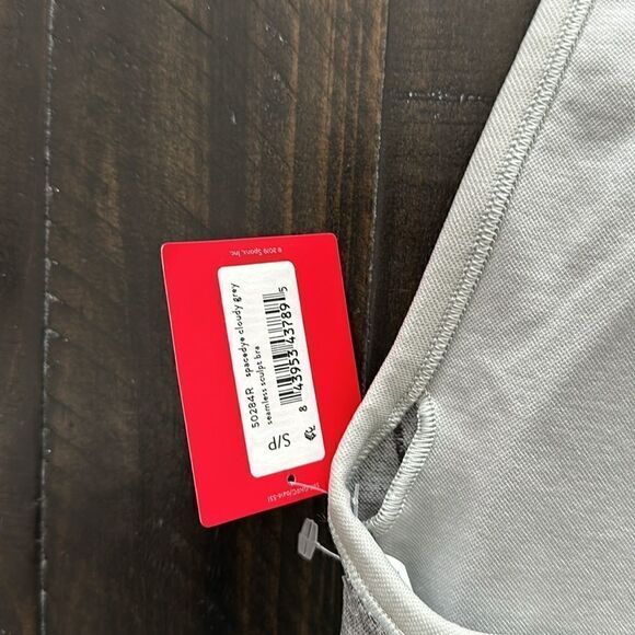 NWT Spanx Spacedye Cloudy Gray Seamless Sculpt Sports Bra S Padded Crisscross - Picture 8 of 9